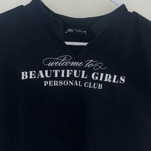 Welcome to Beautiful Girls Personal Club - Black Graphic Crop Top